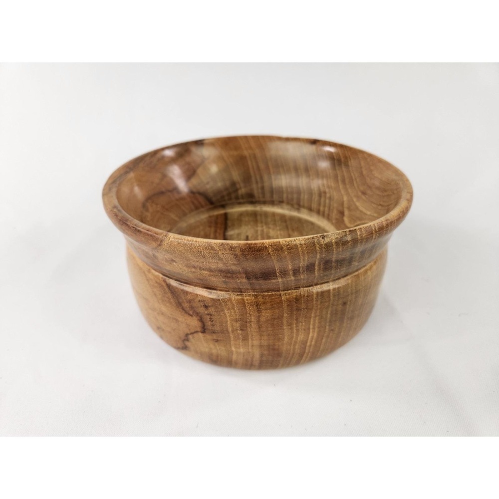 Vintage Hickory Hand Turned Wood Bowl Hardwood Stained Wooden Nuts Fruit Decor